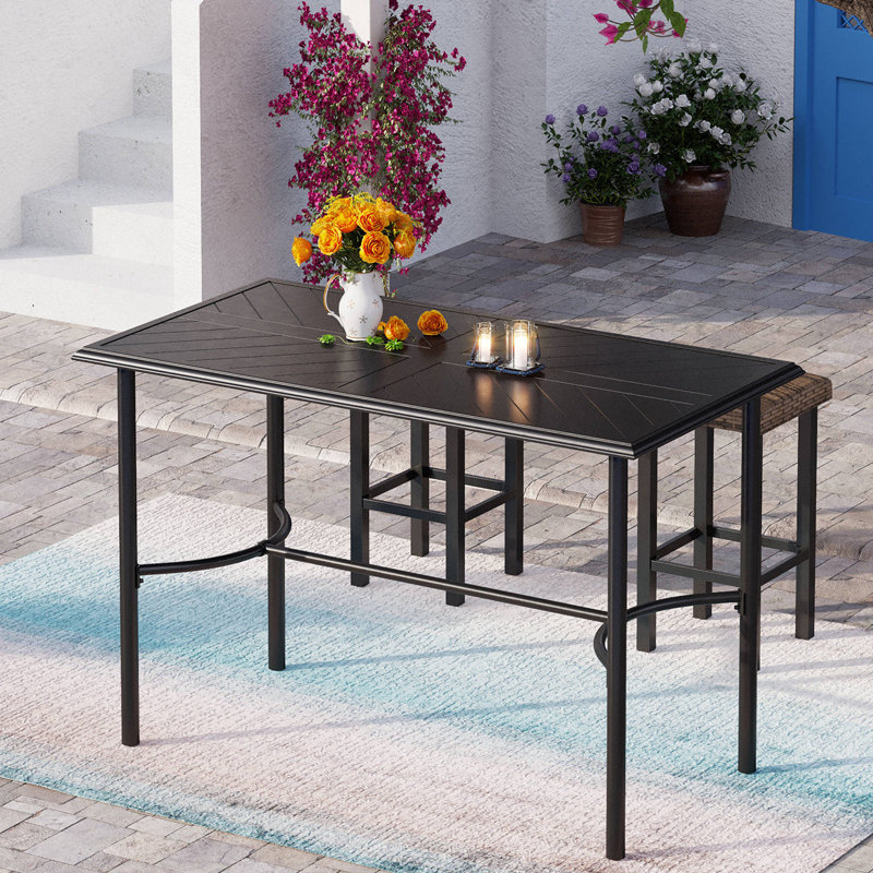 Lark Manor Alyne Metal Outdoor Bar Table & Reviews Wayfair